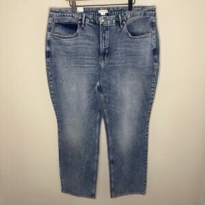 NEW Good American Good 90s High Rise Straight Jeans Indigo301 - GN235T - Size 18